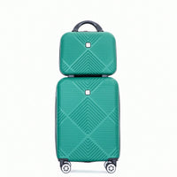Lightweight 2 Piece ABS Luggage Set With 20 Inch Carry-On And 14 Inch Cosmetic Case, 360° Spinner Wheels For Easy Maneuverability