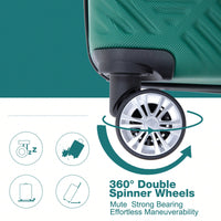 Lightweight 2 Piece ABS Luggage Set With 20 Inch Carry-On And 14 Inch Cosmetic Case, 360° Spinner Wheels For Easy Maneuverability