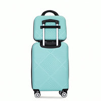 Lightweight 2 Piece ABS Luggage Set With 20 Inch Carry-On And 14 Inch Cosmetic Case, 360° Spinner Wheels For Easy Maneuverability