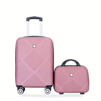 Lightweight 2 Piece ABS Luggage Set With 20 Inch Carry-On And 14 Inch Cosmetic Case, 360° Spinner Wheels For Easy Maneuverability