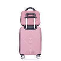 Lightweight 2 Piece ABS Luggage Set With 20 Inch Carry-On And 14 Inch Cosmetic Case, 360° Spinner Wheels For Easy Maneuverability