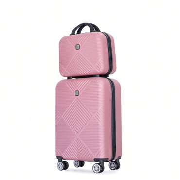 Lightweight 2 Piece ABS Luggage Set With 20 Inch Carry-On And 14 Inch Cosmetic Case, 360° Spinner Wheels For Easy Maneuverability