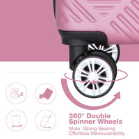 Lightweight 2 Piece ABS Luggage Set With 20 Inch Carry-On And 14 Inch Cosmetic Case, 360° Spinner Wheels For Easy Maneuverability