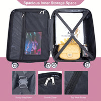 Lightweight 2 Piece ABS Luggage Set With 20 Inch Carry-On And 14 Inch Cosmetic Case, 360° Spinner Wheels For Easy Maneuverability