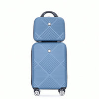 Lightweight 2 Piece ABS Luggage Set With 20 Inch Carry-On And 14 Inch Cosmetic Case, 360° Spinner Wheels For Easy Maneuverability