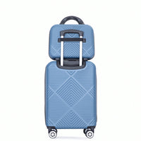 Lightweight 2 Piece ABS Luggage Set With 20 Inch Carry-On And 14 Inch Cosmetic Case, 360° Spinner Wheels For Easy Maneuverability