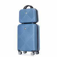 Lightweight 2 Piece ABS Luggage Set With 20 Inch Carry-On And 14 Inch Cosmetic Case, 360° Spinner Wheels For Easy Maneuverability