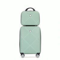 Lightweight 2 Piece ABS Luggage Set With 20 Inch Carry-On And 14 Inch Cosmetic Case, 360° Spinner Wheels For Easy Maneuverability