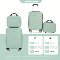 Lightweight 2 Piece ABS Luggage Set With 20 Inch Carry-On And 14 Inch Cosmetic Case, 360° Spinner Wheels For Easy Maneuverability