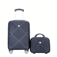 Lightweight 2 Piece ABS Luggage Set With 20 Inch Carry-On And 14 Inch Cosmetic Case, 360° Spinner Wheels For Easy Maneuverability