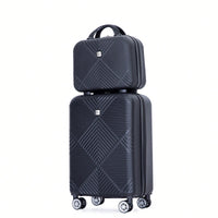Lightweight 2 Piece ABS Luggage Set With 20 Inch Carry-On And 14 Inch Cosmetic Case, 360° Spinner Wheels For Easy Maneuverability