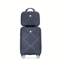Lightweight 2 Piece ABS Luggage Set With 20 Inch Carry-On And 14 Inch Cosmetic Case, 360° Spinner Wheels For Easy Maneuverability