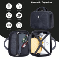 Lightweight 2 Piece ABS Luggage Set With 20 Inch Carry-On And 14 Inch Cosmetic Case, 360° Spinner Wheels For Easy Maneuverability