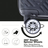 Lightweight 2 Piece ABS Luggage Set With 20 Inch Carry-On And 14 Inch Cosmetic Case, 360° Spinner Wheels For Easy Maneuverability