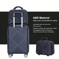 Lightweight 2 Piece ABS Luggage Set With 20 Inch Carry-On And 14 Inch Cosmetic Case, 360° Spinner Wheels For Easy Maneuverability