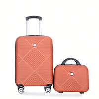 Lightweight 2 Piece ABS Luggage Set With 20 Inch Carry-On And 14 Inch Cosmetic Case, 360° Spinner Wheels For Easy Maneuverability