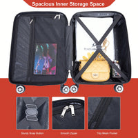 Lightweight 2 Piece ABS Luggage Set With 20 Inch Carry-On And 14 Inch Cosmetic Case, 360° Spinner Wheels For Easy Maneuverability