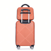 Lightweight 2 Piece ABS Luggage Set With 20 Inch Carry-On And 14 Inch Cosmetic Case, 360° Spinner Wheels For Easy Maneuverability