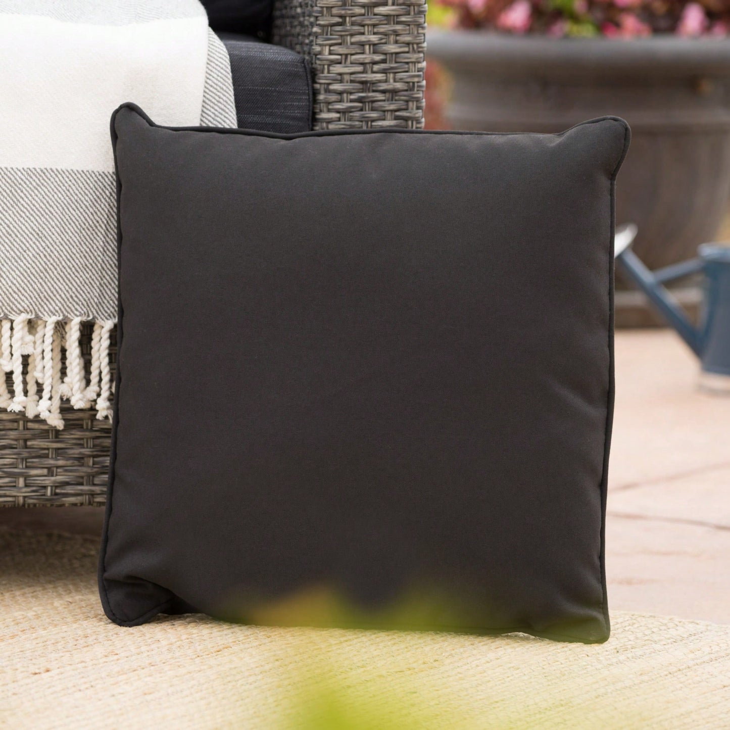 Water Resistant  Outdoor Patio Pillow With Polyester Fiberfill - 18x18 Inches