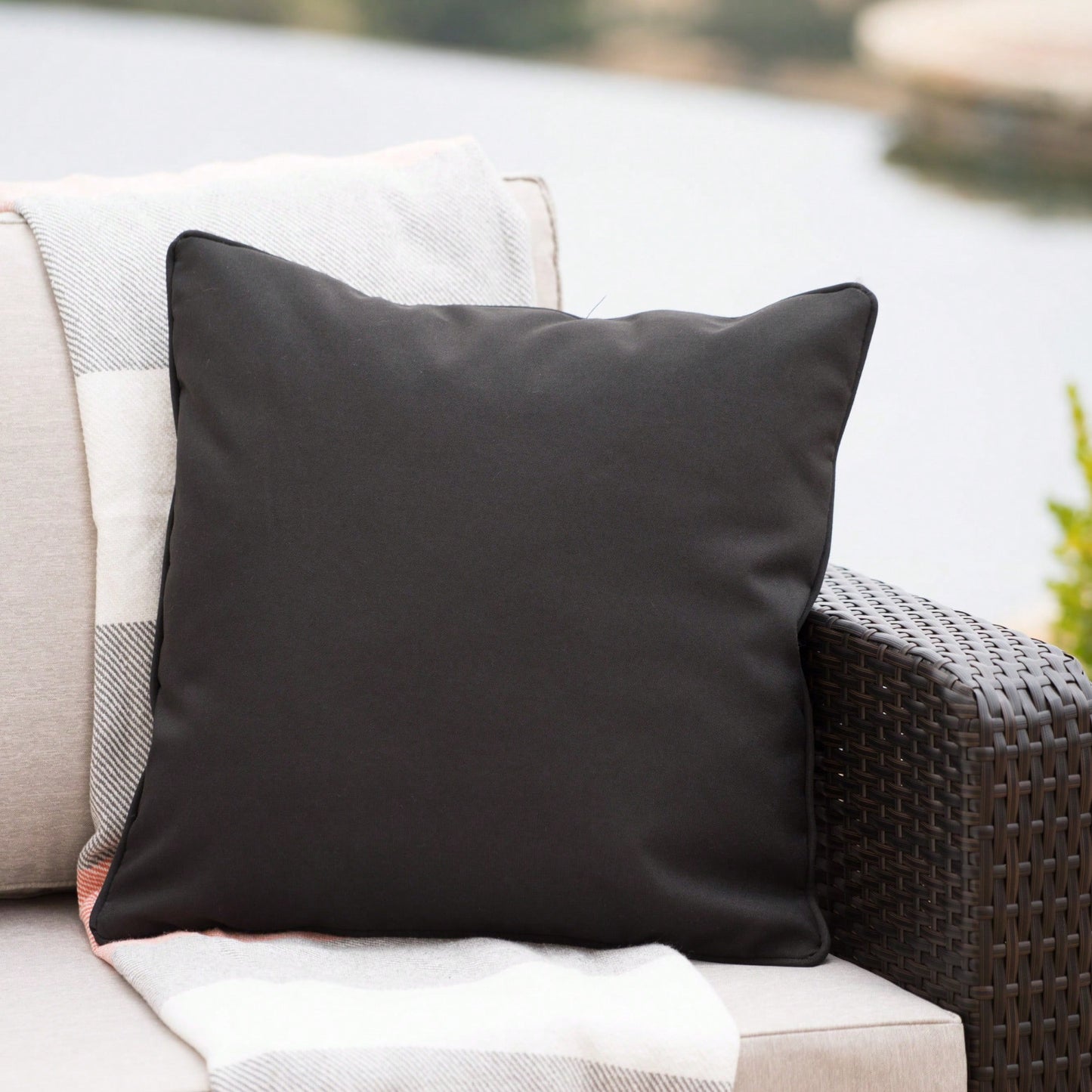 Water Resistant  Outdoor Patio Pillow With Polyester Fiberfill - 18x18 Inches