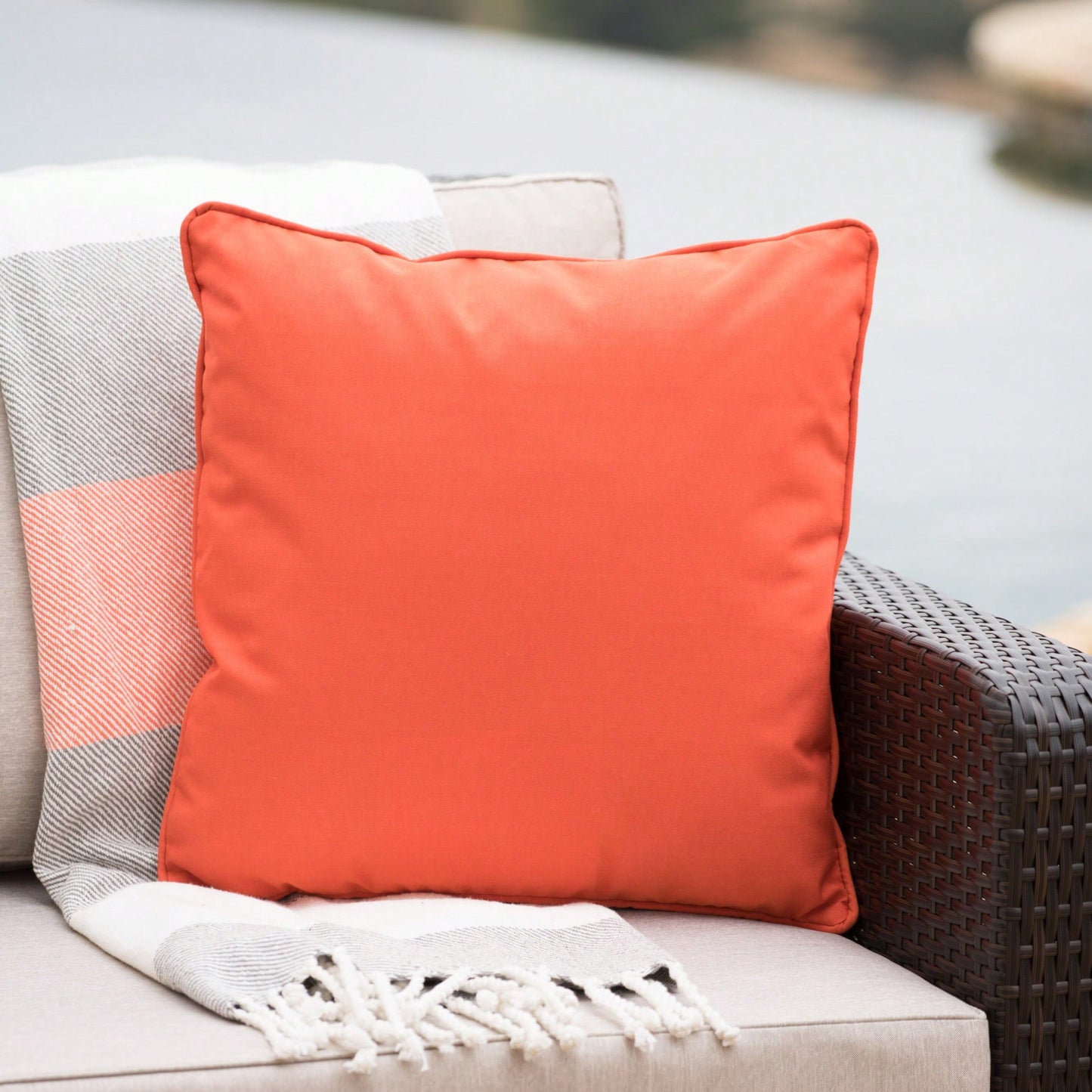 Water Resistant  Outdoor Patio Pillow With Polyester Fiberfill - 18x18 Inches