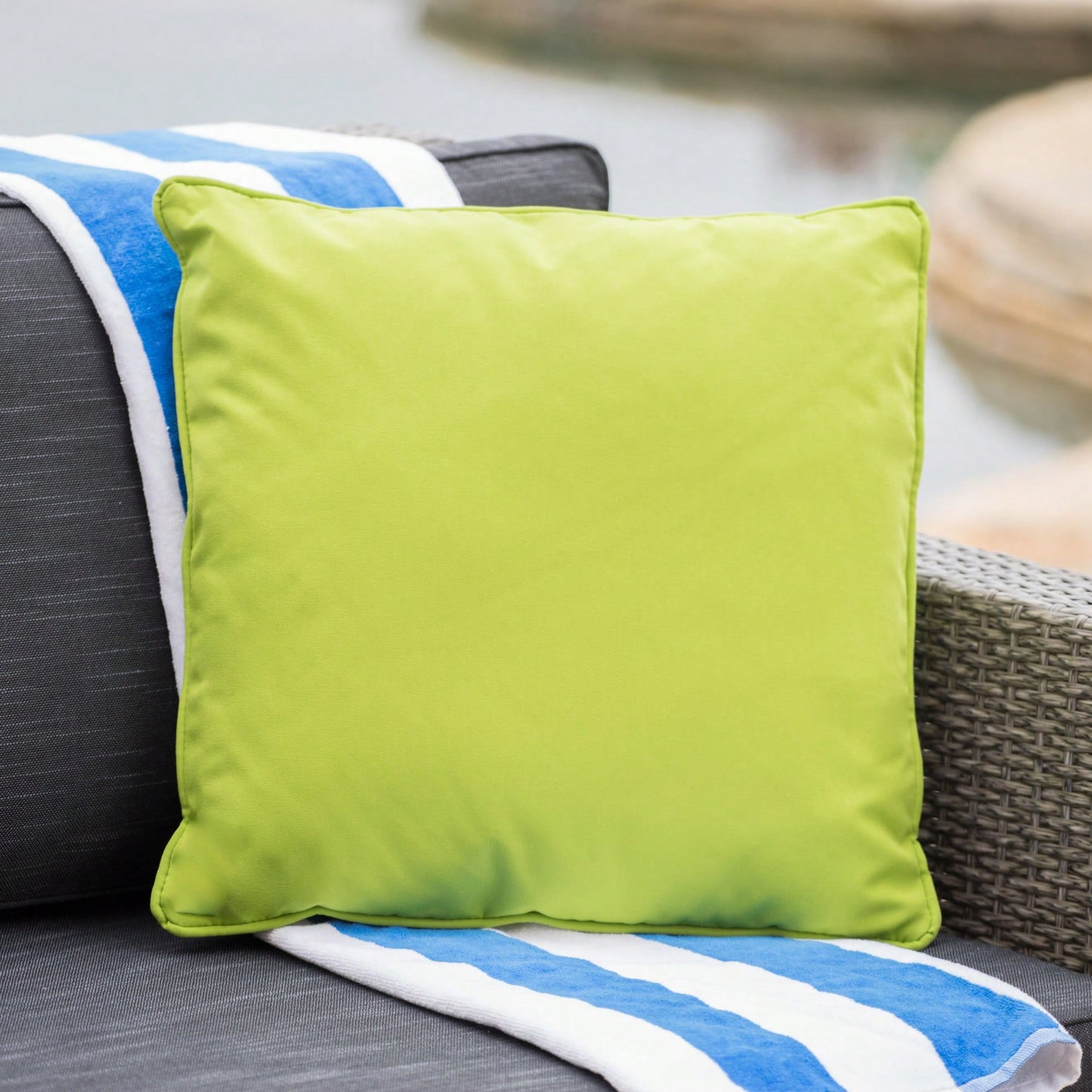 Water Resistant  Outdoor Patio Pillow With Polyester Fiberfill - 18x18 Inches