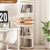 4-Tier 360° Rotating Corner Bookshelf for Kids and Adults Lightweight Modern White Design Space-Saving Organizer for Bedroom Living Room