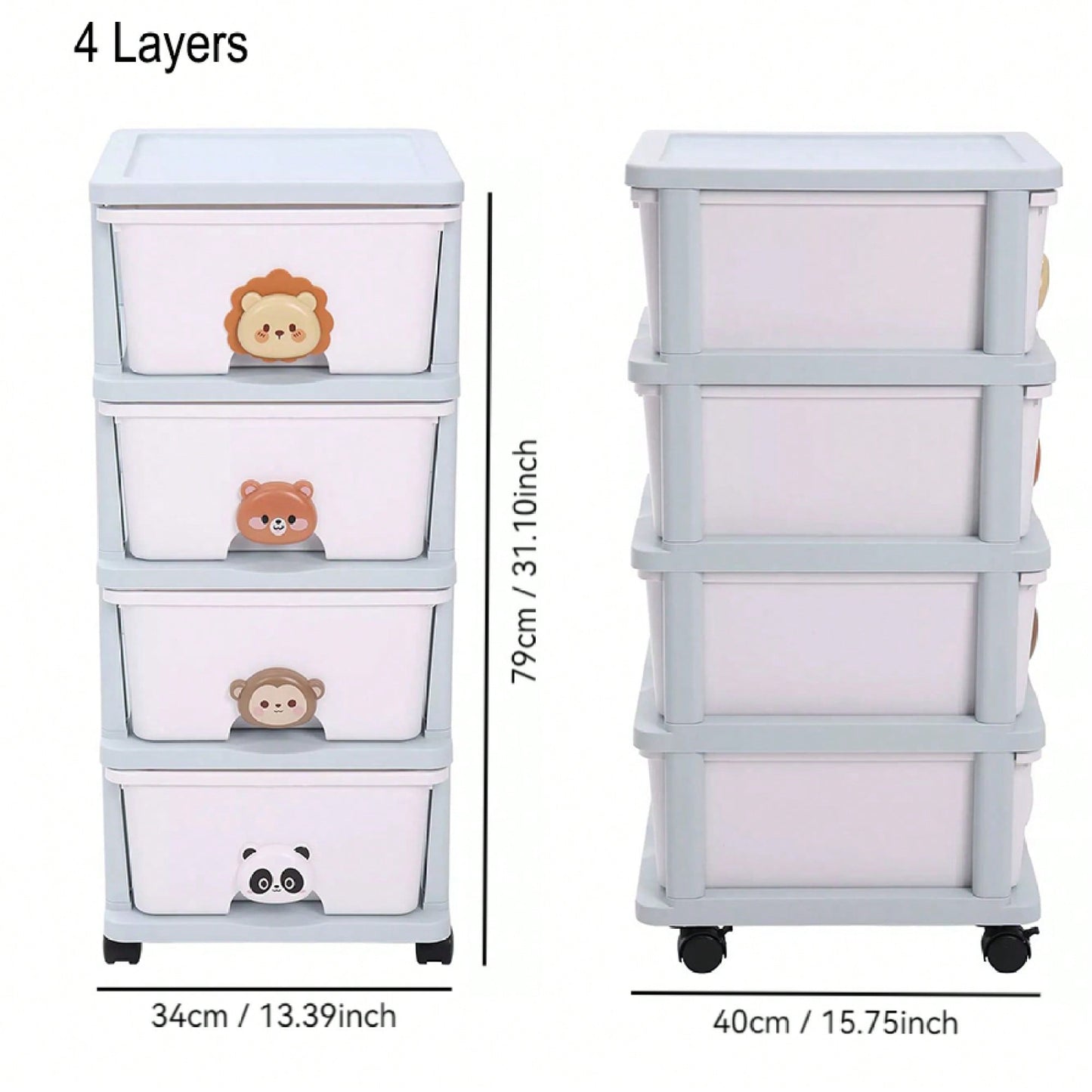 4-Tier Rolling Storage Cart with Drawers for Organizing Books Toys and Essentials in Home and Dorm