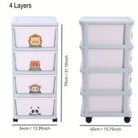 4-Tier Rolling Storage Cart with Drawers for Organizing Books Toys and Essentials in Home and Dorm