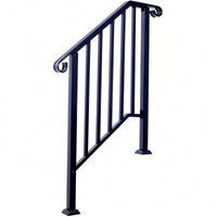 Black Powder Coated Wrought Iron Handrail for 2 or 3 Steps Easy Install Low Maintenance for Concrete and Wood Stairs