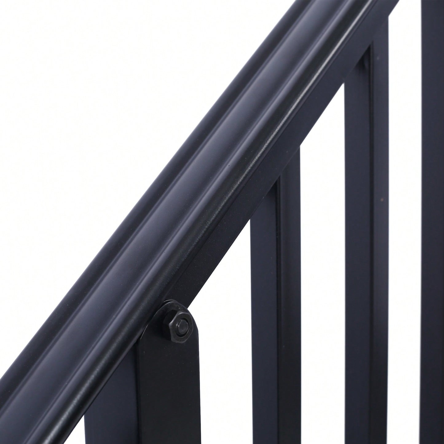 Black Powder Coated Wrought Iron Handrail for 2 or 3 Steps Easy Install Low Maintenance for Concrete and Wood Stairs