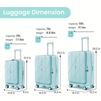 Lightweight 3 Piece Luggage Set with Laptop Compartment TSA Lock Hard Shell Suitcases and Spinner Wheels