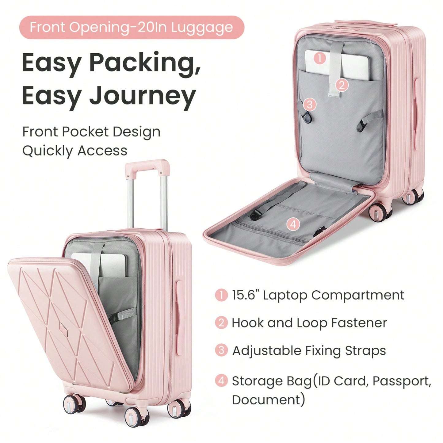 Lightweight 3 Piece Luggage Set with Laptop Compartment TSA Lock Hard Shell Suitcases and Spinner Wheels