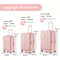 Lightweight 3 Piece Luggage Set with Laptop Compartment TSA Lock Hard Shell Suitcases and Spinner Wheels