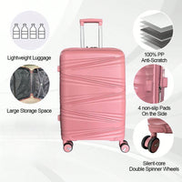 3-Piece Hard Shell Luggage Set With TSA Lock - 20in 24in 28in Spinner Suitcases With 360° Wheels And Silicone Handles