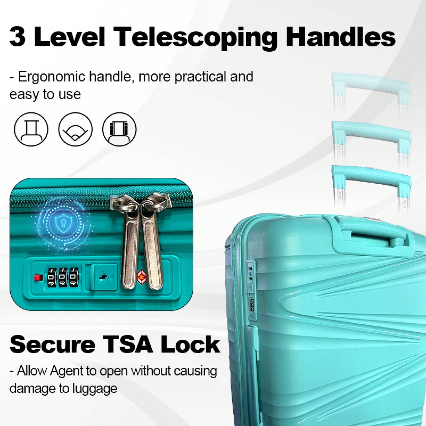 3-Piece Hard Shell Luggage Set With TSA Lock - 20in 24in 28in Spinner Suitcases With 360° Wheels And Silicone Handles