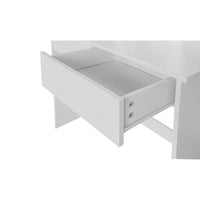 LED Lighted Makeup Vanity Desk With Large Rectangular Mirror And Storage Drawers In White