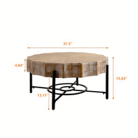 Vintage Lace Shaped Coffee Table Set Of 2 With Natural Pine Grain Top And Dimpled Metal Legs For Living Room