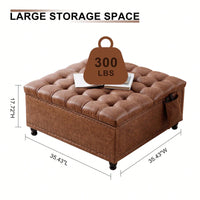 Storage Ottoman Bench With Large Capacity For Toys And Blankets, Multifunctional Coffee Table And Footrest, Elegant Button-Tufted Design