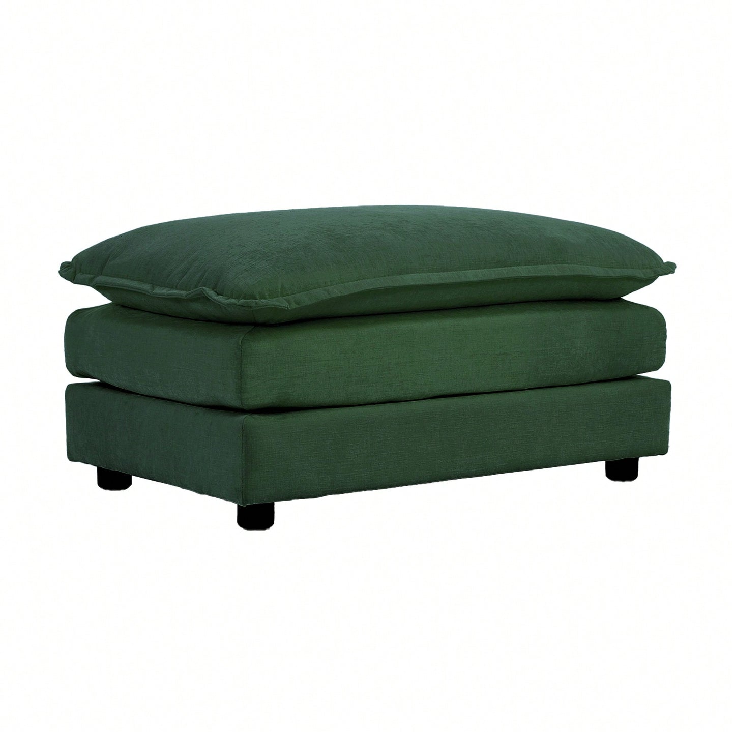 Green Chenille Fabric Ottoman Footrest For Versatile Sofa Combinations With Solid Wood Frame And High-Quality Sponge For Ultimate Comfort