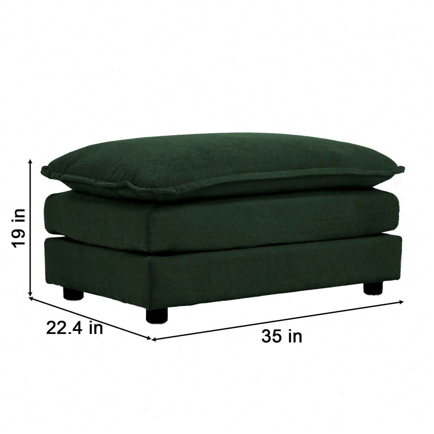 Green Chenille Fabric Ottoman Footrest For Versatile Sofa Combinations With Solid Wood Frame And High-Quality Sponge For Ultimate Comfort