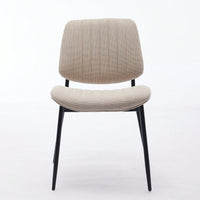 Modern Retro Linen Dining Chairs Set Of 2 With Ergonomic Backrest And Metal Legs For Kitchen And Dining Room Beige