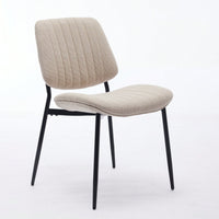 Modern Retro Linen Dining Chairs Set Of 2 With Ergonomic Backrest And Metal Legs For Kitchen And Dining Room Beige