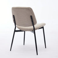 Modern Retro Linen Dining Chairs Set Of 2 With Ergonomic Backrest And Metal Legs For Kitchen And Dining Room Beige