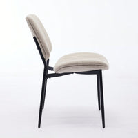 Modern Retro Linen Dining Chairs Set Of 2 With Ergonomic Backrest And Metal Legs For Kitchen And Dining Room Beige