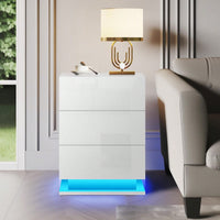 Modern LED Nightstand With 3 Drawers And RGB Lighting, Stylish  Bedside Table For Bedroom Decor