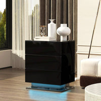 Modern LED Nightstand With 3 Drawers And RGB Lighting, Stylish  Bedside Table For Bedroom Decor