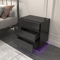 Modern LED Nightstand With 3 Drawers And RGB Lighting, Stylish  Bedside Table For Bedroom Decor