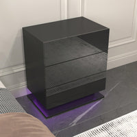 Modern LED Nightstand With 3 Drawers And RGB Lighting, Stylish  Bedside Table For Bedroom Decor