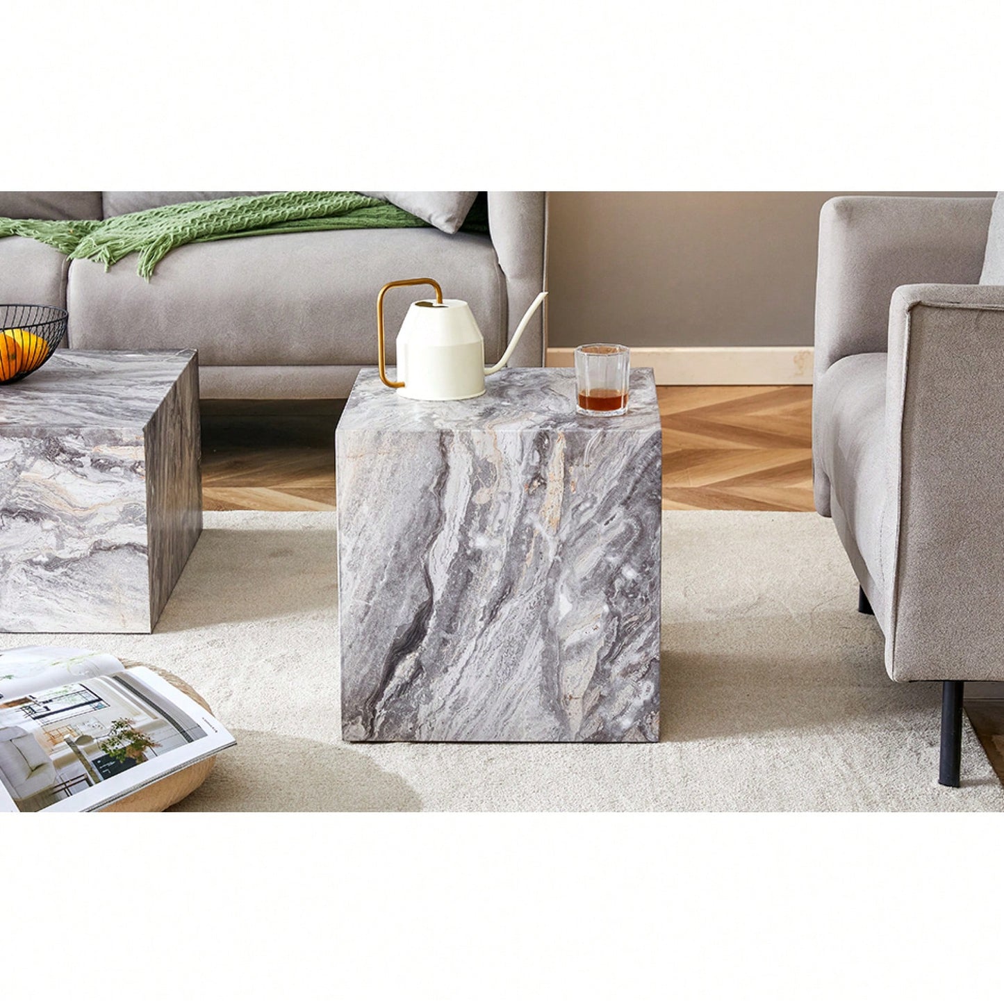 Modern Gray Textured MDF Coffee Table Stylish Design Easy Assembly Elevate Your Living Space